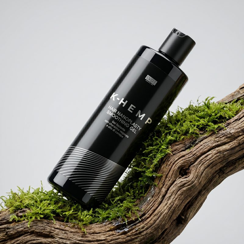 Flacone nero del gel lisciante K‑Hemp per la nanoplastia
